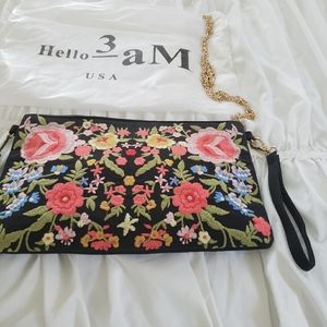 Embroidered clutch
